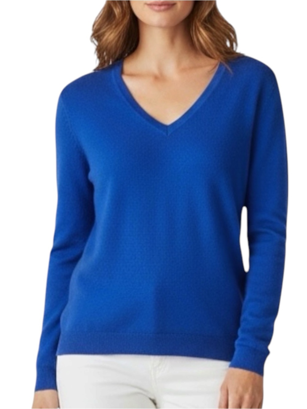 CHARTER CLUB Cashmere V-Neck Lightweight Sweater-Royal Blue Large (fits small)